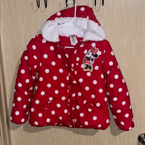 Minnie Mouse Disney  Polka Dot Hooded Jacket with Character Patch - Picture 1 of 6